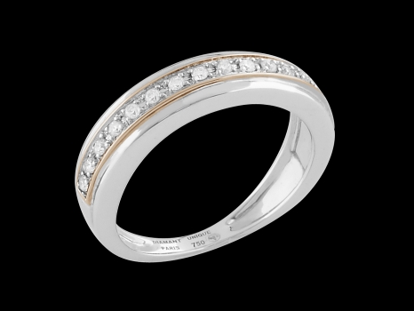 Demi Alliance Accord Parfait - Or blanc et or rose 18 carats, diamants 0.15 carat - Taille 52