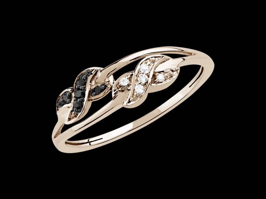 Bague Elle&Lui Or rose 18 carats et diamants 0.08 carat Taille 48