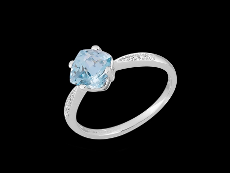 Bague Irrésistible - Or blanc 18 carats, diamants et topaze bleue