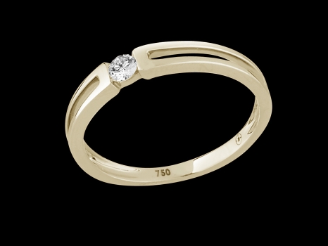 Solitaire Alegria - Or jaune 9 carats et diamant 0.08 carat