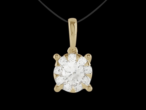  Pendentif Bouquet - Or Jaune et diamants 0.30 carat HSI
