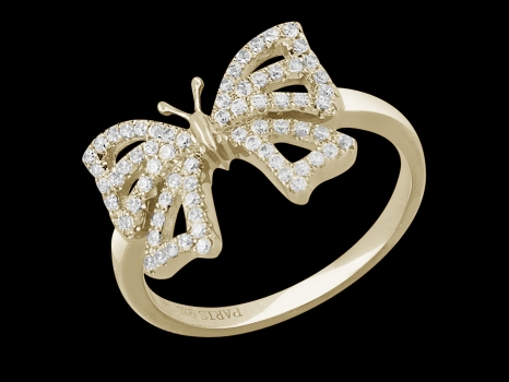 Bague Noeud Papillon - Or Jaune 18 carats et diamants 0.35 carat