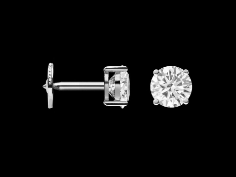 Boucles d'oreilles Solitaire - Or blanc 18 carats et diamants 0,50 carat
