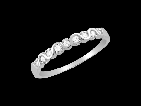Demi alliance Promise - Or blanc 18 carats et diamants 0.15 carat - Taille 50