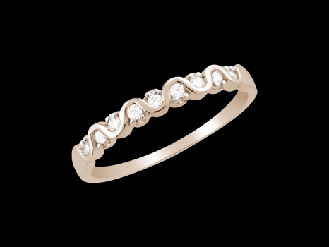 Demi alliance Promise - Or rose 18 carats et diamants 0.15 carat