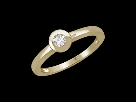 Solitaire Valentine - Or jaune 18 carats et diamant 0,05 carat