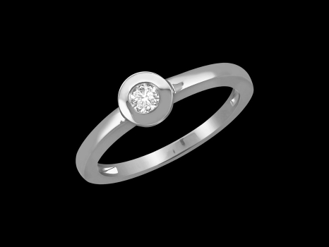 Solitaire Valentine - Or blanc 18 carats et diamant 0,05 carat
