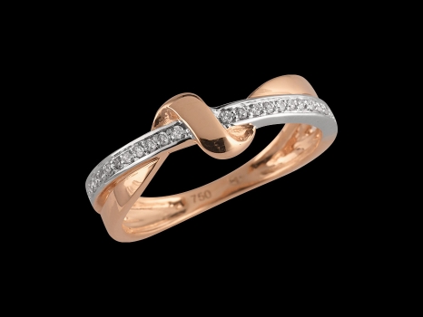 Bague Romantic - Or blanc et or rose 18 carats, diamants 0.10 carat