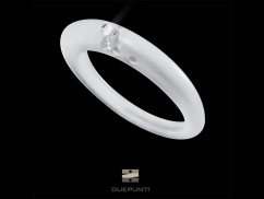 Bague Due Punti - Argent 800, silicone blanc transparent et diamant 0.02 carat