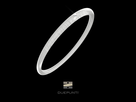 Bracelet Due Punti - Argent 800, silicone blanc transparent et diamant 0.02 carat