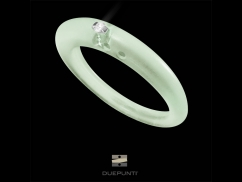 Bague Due Punti - Argent 800, silicone vert transparent et diamant 0.02 carat
