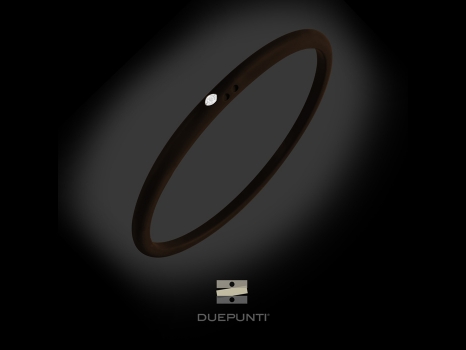 Bracelet Due Punti - Argent 800, silicone brun et diamant 0.02 carat