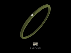 Bracelet Due Punti - Argent 800, silicone vert et diamant 0.02 carat