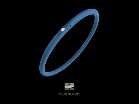 Bracelet Due Punti - Argent 800, silicone turquoise et diamant 0.02 carat