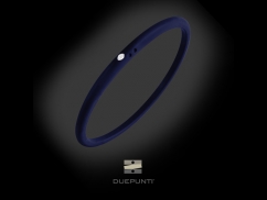Bracelet Due Punti - Argent 800, silicone bleu marine et diamant 0.02 carat