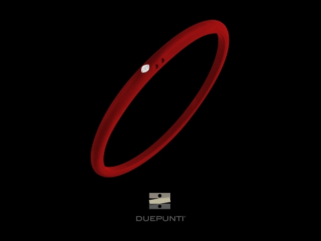 Bracelet Due Punti - Argent 800, silicone rouge et diamant 0.02 carat