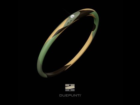 Bracelet Due Punti - Argent 800, silicone camouflage et diamant 0.02 carat