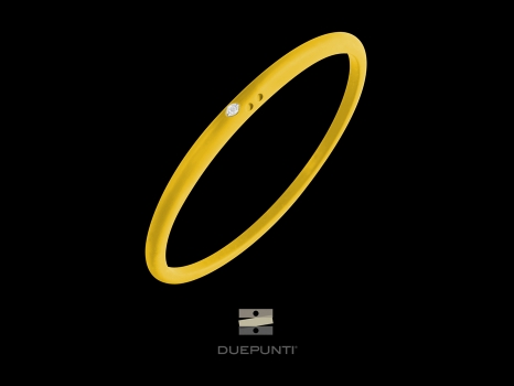 Bracelet Due Punti - Argent 800, silicone jaune et diamant 0.02 carat