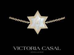 Bracelet Etoile - Or jaune 18 carats, diamant et nacre blanche