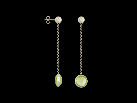 Boucles d'oreilles Aurore - Or jaune 18 carats, diamants et quartz lemon