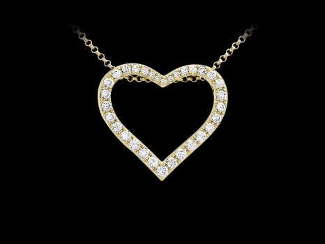 Collier Coeur d'Amour - Or jaune 18 carats et diamants 0,50 carat