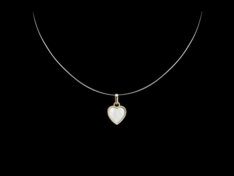 Pendentif Mini Coeur - Or jaune 18 carats et nacre blanche